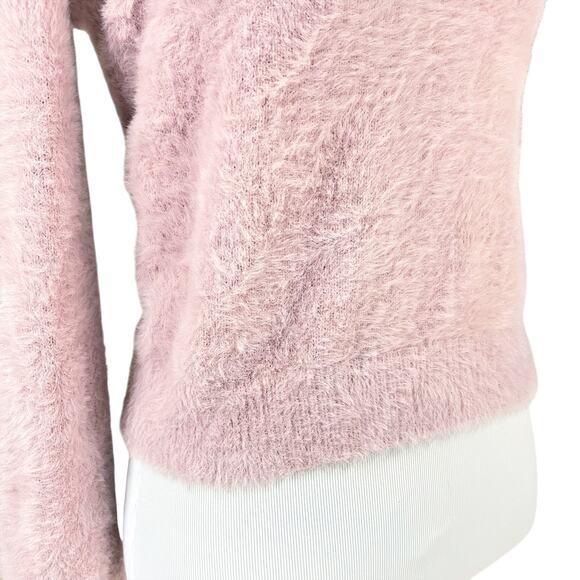 ARITZIA SUNDAY BEST Kitten Sweater in Blush Pink Sz S Furry Soft Eyelash Fringe - Picture 3 of 8